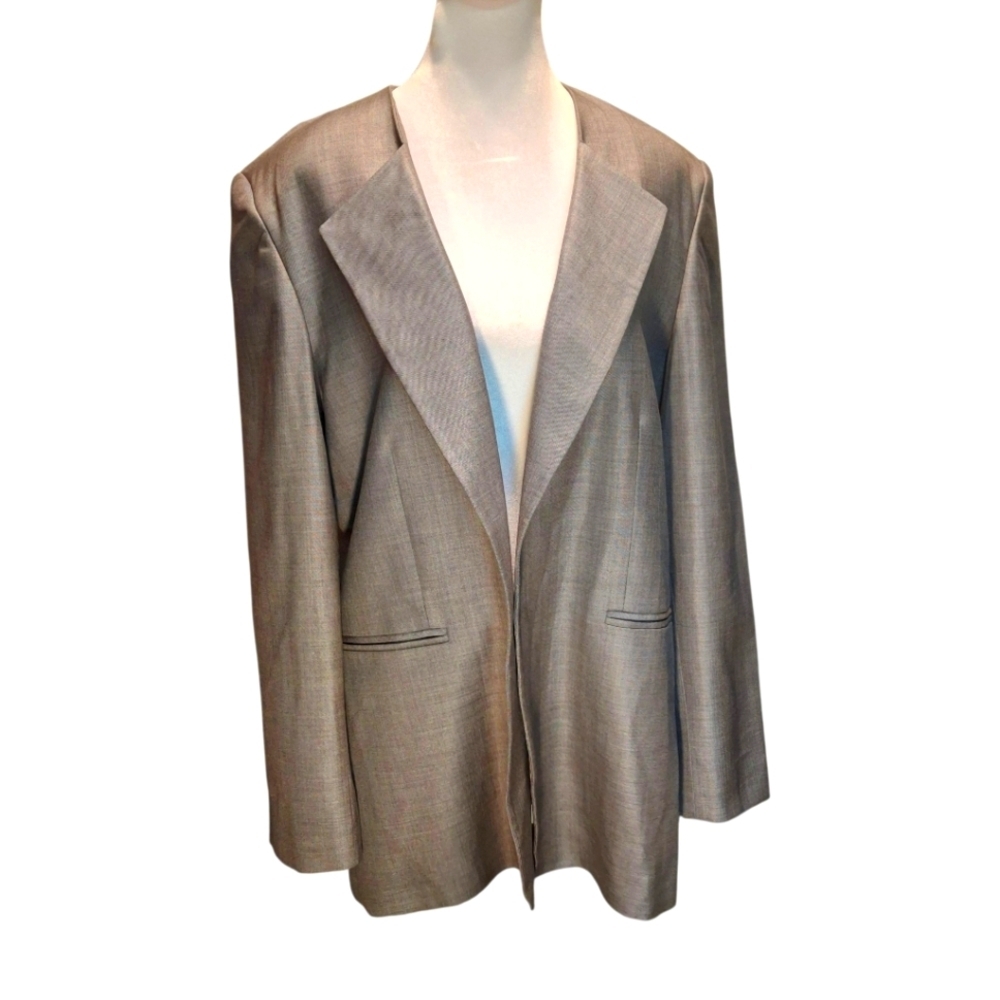 RAEY Blazer Open-Front Grey Long Sleeve Virgin Wool Silk   Women Size UK12 / US8
